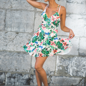 Vestido estampado hojas
